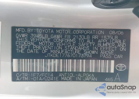 2007 Scion Tc from USA, damaged, VIN JTKDE177670173794